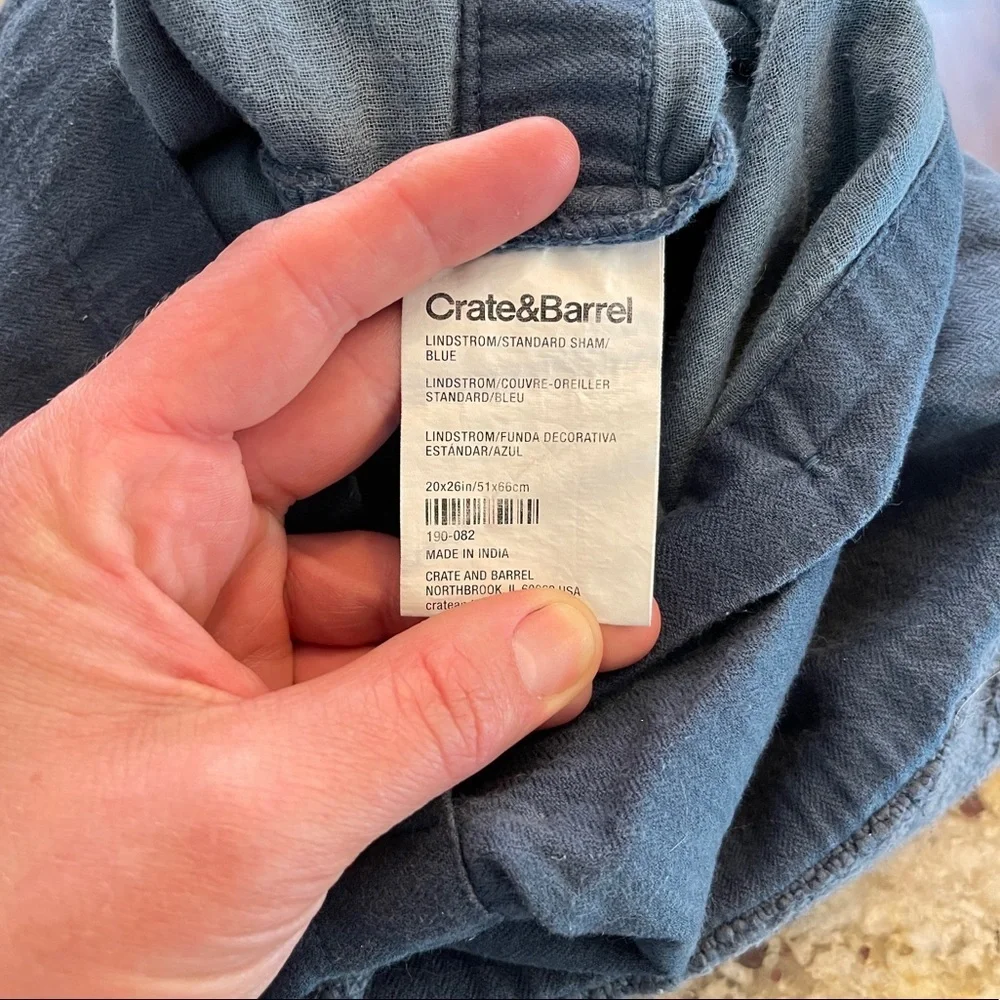 Crate & Barrel Lindstrom Cotton Blue Standard Pillow Sham